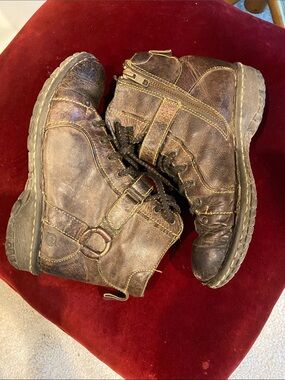 Born Brown Lace-Up Leather Women's Ankle Boots